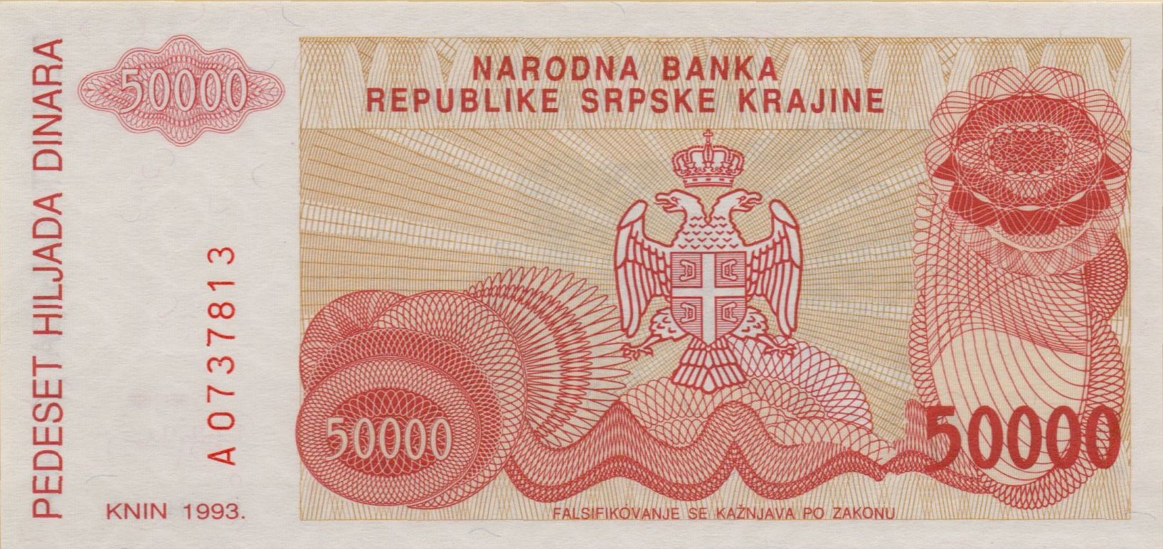 Croatia 50000 1993 UNC P-R21